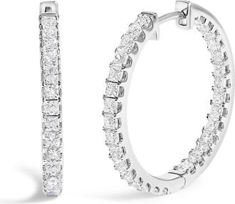 House of Brilliance 14K White Gold 3.00 Cttw Princess Diamond Inside Out Hoop Earrings at Nordstrom