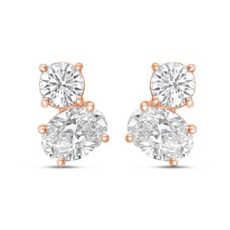 Diana M. Jewels 14K YG Gold 2 Stone Earrings 3.00 Ct