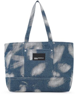 Karl Lagerfeld bleached tote bag - women - Recycled Cotton - OS - Blue