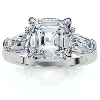 Pompeii3 Certified 2 1/2Ct Paulina Asscher Dut Diamond Engagement Ring 14k Gold Lab Grown