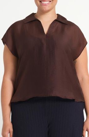 Estelle Kelly Sheer Top in Chocolate at Nordstrom, Size 24W