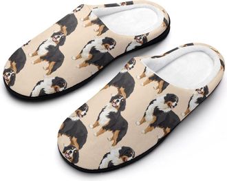 Generic Bernese Mountain Dog Mens House Slippers Memory Foam Washable Cotton Slip on Home Shoes