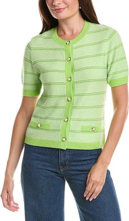 St. John Striped Wool-Blend Cardigan