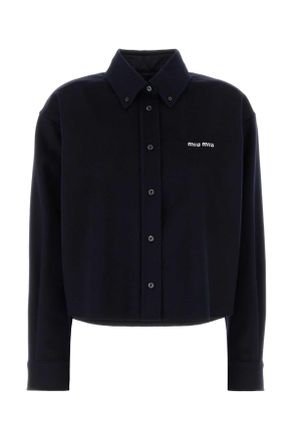 Miu Miu Navy Blue Wool Blend Shirt