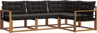 vidaXL Conjunto De Sof&aacute;s De Exterior 4 Uds. Natural Y Negro Vidaxl