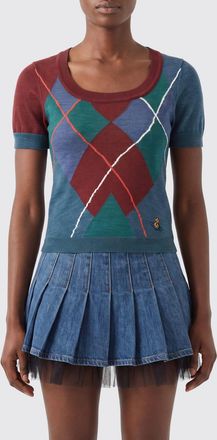 Vivienne Westwood Argyle Wool Blend Knit Top with Square Neck