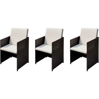 vidaXL vidaXL Sedie da giardino 3 pcs Marrone 56 x 52 x 87 cm Poly Rattan