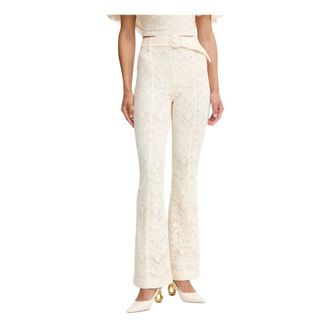 Twinset Pantaloni in Pizzo Svasati - - Trousers - Donna - Beige - XS