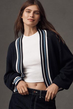 Maeve Short Waffle Cardigan Sweater