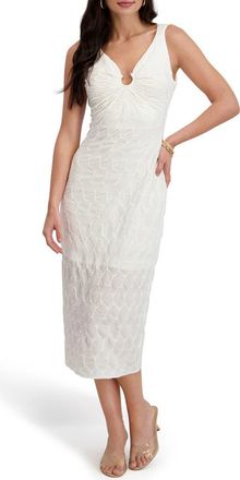 Siena My Balconia Textured Knit Body-Con Midi Dress in White at Nordstrom Rack, Size 16