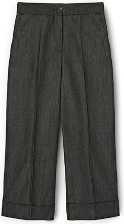 Motivi Cropped Ramie Blend Broeken - Dames - Vrijetijds broeken - Grijs - S - Katoen - Broeken