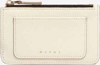 Marni Saffiano Leather Card Case - Talc Grey