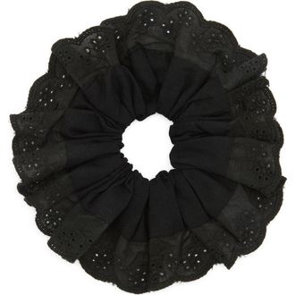 Tasha Oversize Eyelet Scrunchie in Black at Nordstrom