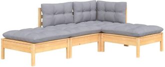 vidaXL Juego De Muebles De Jard&iacute;n 4 Pzas Y Cojines Madera Maciza Pino Vidaxl