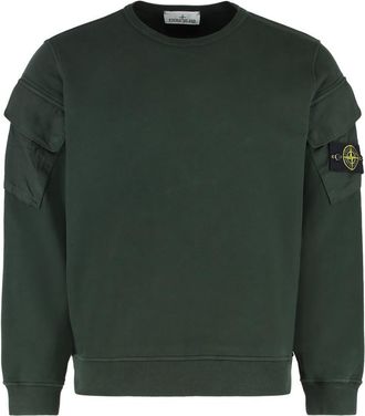 Stone Island Green Crew Neck Logo Sweatshirt