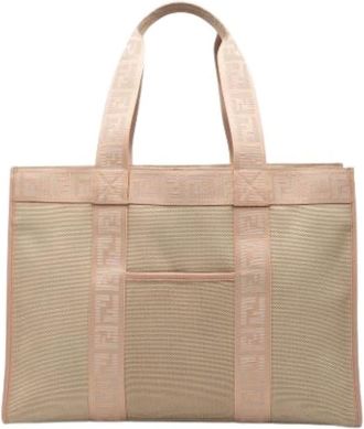 Fendi Pre-owned Tote Bags, female, Beige, Size: ONE SIZE Pre-owned Canvas Tote Bag