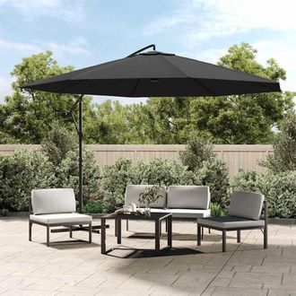 vidaXL Sombrilla Voladiza Con Poste De Aluminio Gris Antracita 350 Cm Vidaxl