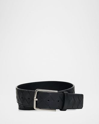 Bottega Veneta Men & apos;s Maxi-Intrecciato Leather Belt