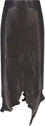Diesel Black Asymmetrical Distressed Leather Skirt