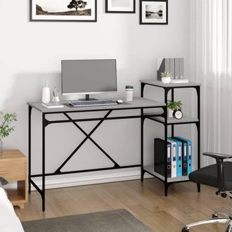 Berkfield Home Charming Desk with Shelves Grey Sonoma 135x50x90 cm Engineered Wo | Size: 135 x 50 x 90 cm