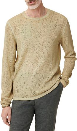 John Varvatos Camden Open Stitch Organic Cotton Sweater in Sand at Nordstrom, Size Xx-Large
