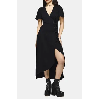 Disturbia Sableine Wrap Midaxi Dress in Black at Nordstrom, Size 2