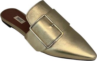 Bally Hamelin 6223284 Ladies Champagne Leather Buckled Mules