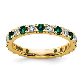 Diamond2Deal 14k Yellow Gold Lab Grown Diamond & Alexandrite Eternity Wedding Band Ring 0.7Ct Clarity- VS Color- G-H