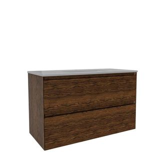 Saniclass Holz Pure Badkamermeubelset - 100x45x60cm - 2 lades - 1 wasbak - 1 kraangat - overloop - Walnut pure