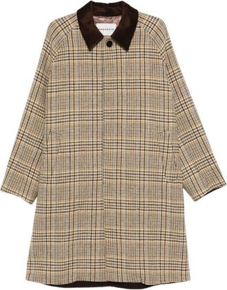 Amaranto Long Wool Coat With Check Pattern