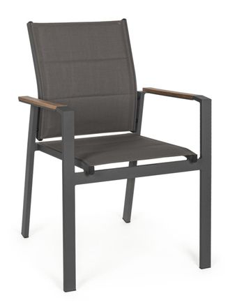 BIZZOTTO Silla con brazos en aluminio y textilene acolchado antracita