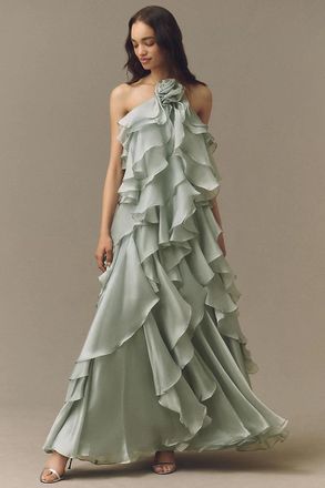 Mac Duggal Trapeze Halter Gown