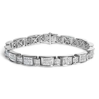 House of Brilliance 18K White Gold 5.0 Carat Princess Diamond Buckle Link Bracelet at Nordstrom