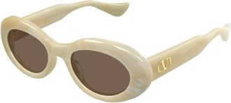 Valentino Ovale Zonnebril - Dames - Accessoires - Beige - Maat: 50 MM Nylon