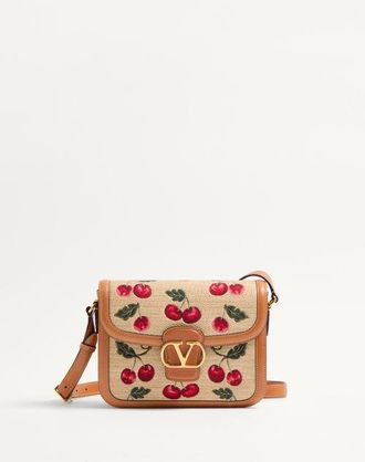 Valentino Garavani Valentino Garavani 9To5 Shoulder Bag In Jacquard Raffia With Cherryfic Motif Wo