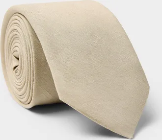 BOSS Mens Brown linen-blend tie