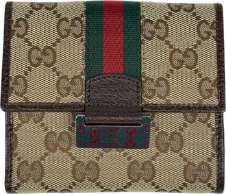 Gucci Brown Green Red Color Gg Canvas Leather Wallet (Bi-Fold) (Pre-Owned)