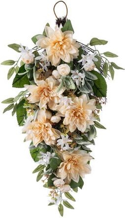 Glitzhome 28H Peach Dahlia Artificial Floral Teardrop in Beige at Nordstrom, Size Medium