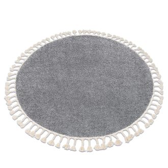RugsX Rugsx - Alfombra Berber 9000 Circulo Gris Franjas Bereber Marroqu&iacute; Shaggy Grey Circulo 160 Cm