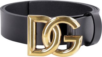 Dolce & Gabbana Mens Dg Buckle Leather Belt Black Calf