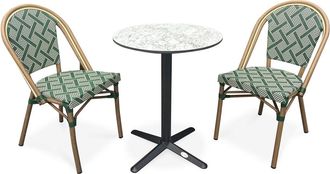 DCB Garden Conjunto de comedor de jardín de 2 plazas en acero con tablero HPL