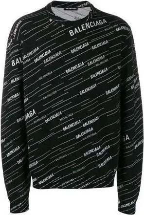 Balenciaga Jacquard Logo Crewneck Sweater Black 555381T15241070