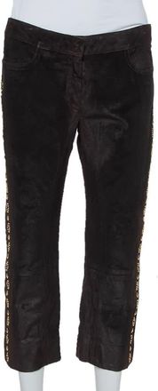 Roberto Cavalli Brown Leather Vintage Cropped Trousers