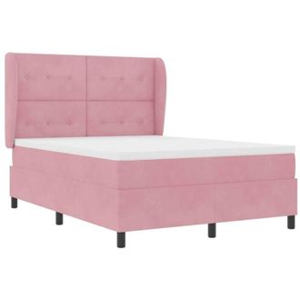 vidaXL Cama Tipo Box Spring Con Colch&oacute;n Rosa 140 X 200 Cm Terciopelo Vidaxl