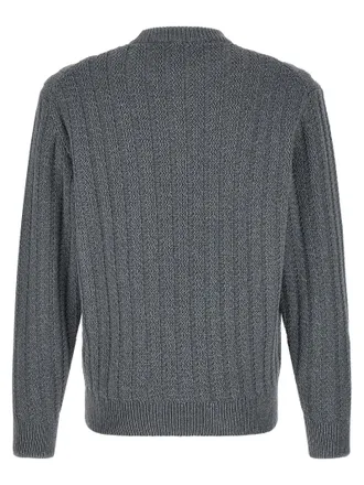 HUGO BOSS Textured Vertical Knit Sweater - gray
