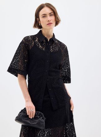 Grace & Mila Womens Loose short-sleeve lace shirt