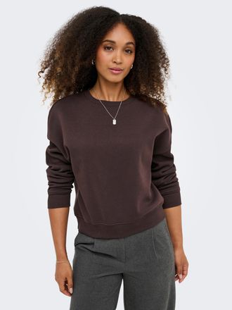 Only Sweatshirt ONLY ONLSWEAT L/S CREW OVERSIZE SWT, Damen, Gr. L, coffee bean, Sweatware, Obermaterial: 60% Baumwolle, 40% Polyester, unifarben, loose fit