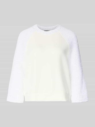 Marc Cain Relaxed Fit Pullover mit Strick-Besatz in Offwhite, Gr&ouml;&szlig;e 34