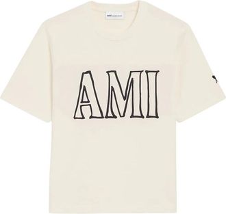 Ami Tops, Heren, Beige, M, Katoen, Logo Art T-shirt