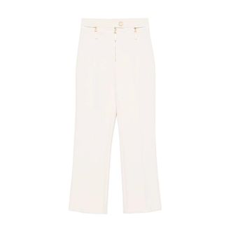 Elisabetta Franchi Cropped Trousers, female, White, Size: L Double crepe Trousers